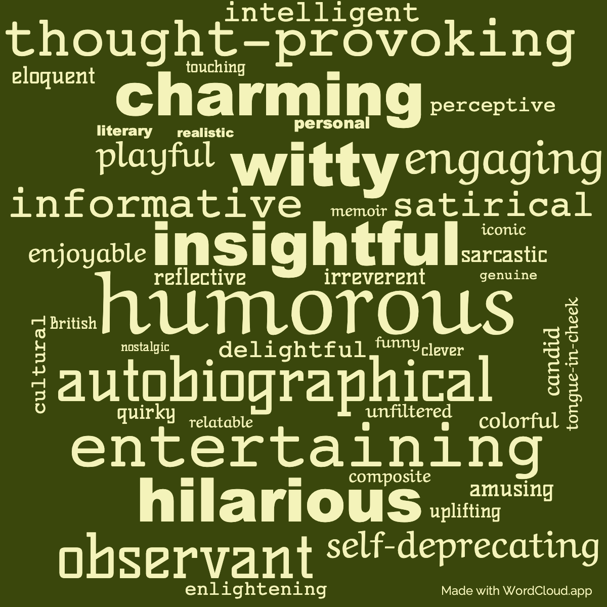 Word Cloud: Mrs Fry's Diary